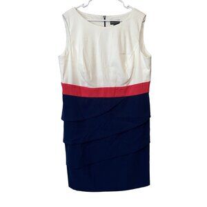 Colorblock Sleeveless Dress By Connected Apparel Size 18W Layered Navy Skirt